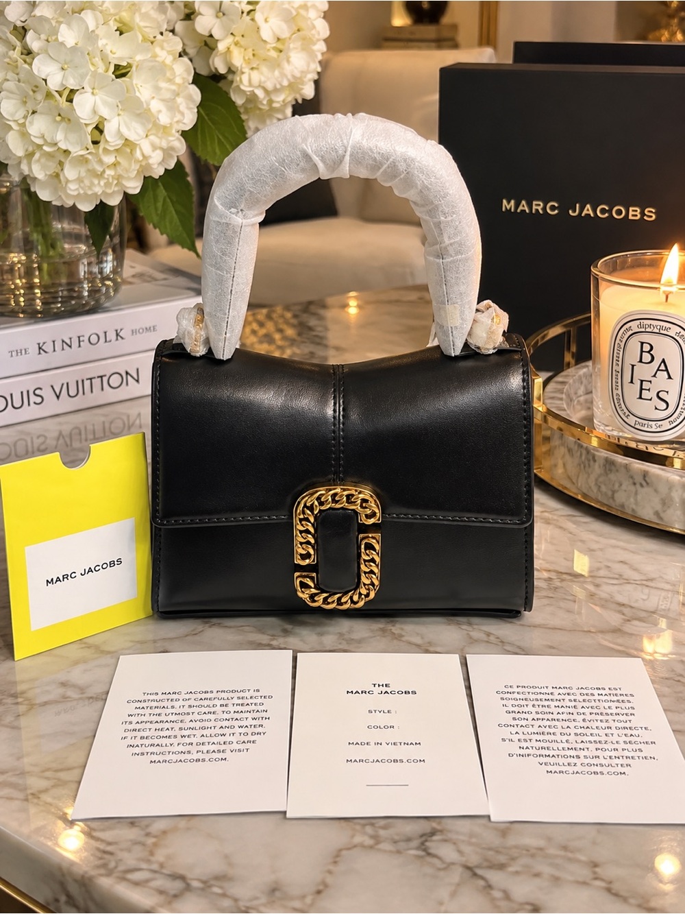 NWT Marc Jacobs St Marc Mini Top Handle Bag In Black Italian Leather Retail $395